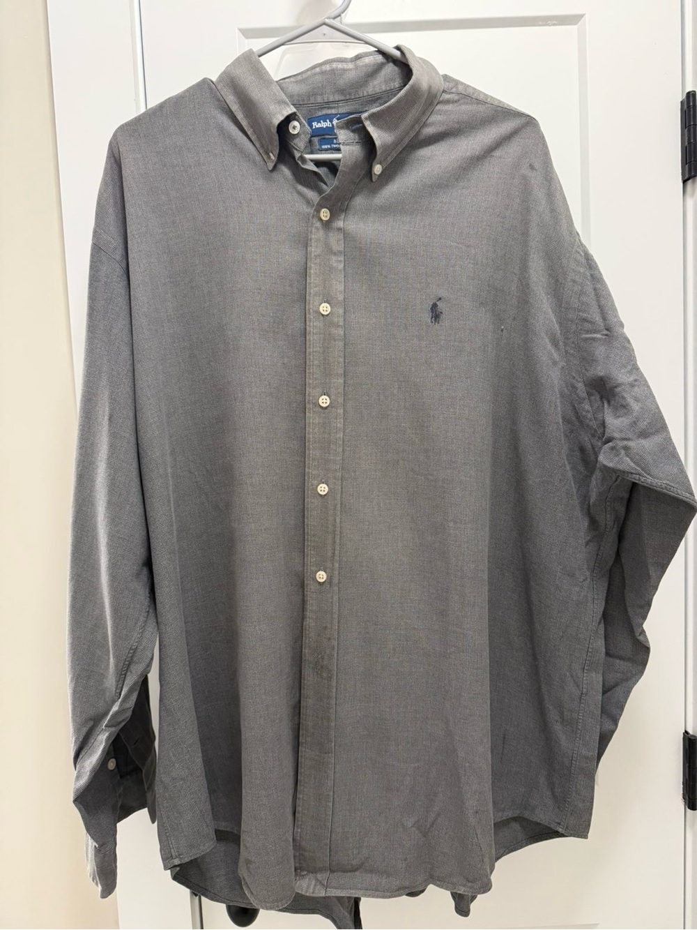 Ralph Lauren Men’s Gray Button-Down Oxford Shirt with Polo Pony